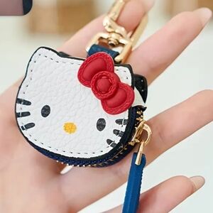 Sanrio Hello Kitty White Red Bow Mini Coin Pouch Keychain